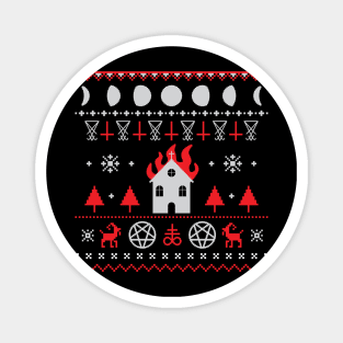 Burning Church Ugly Christmas Sweater Magnet